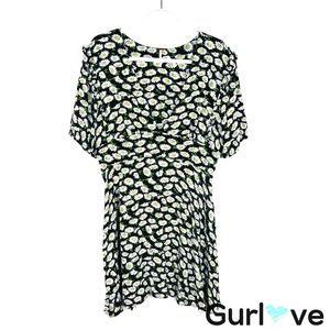 Free People Daisies Print V Neck Mini Dress Sz 12
